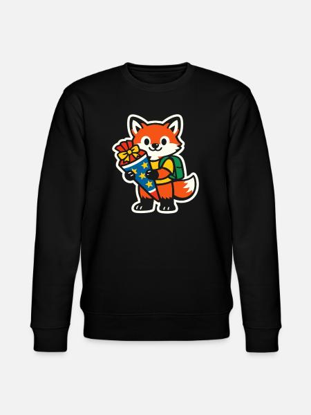Fuchs mit Geschenk und Rucksack Einschulung - Stanley/Stella Unisex Bio-Sweatshirt CHANGER  - Schwarz