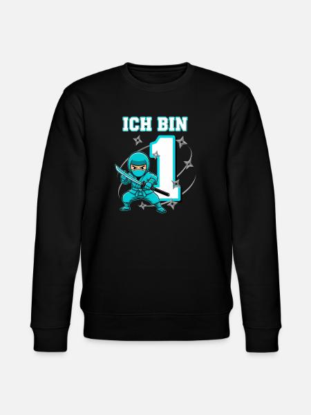 I'm 1 Ninja 1st Birthday Turquoise - Stanley/Stella CHANGER Unisex Organic Sweatshirt - black