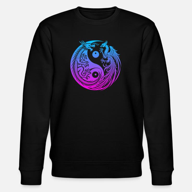 Yin Yang Drache und Phönix Neon - Stanley/Stella Unisex Bio-Sweatshirt CHANGER  - Schwarz