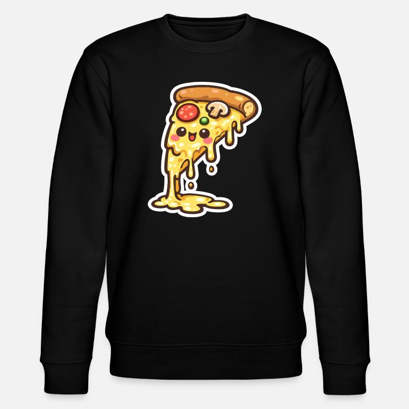 Kawaii Käse-Pizza Slice - Stanley/Stella Unisex Bio-Sweatshirt CHANGER  - Schwarz