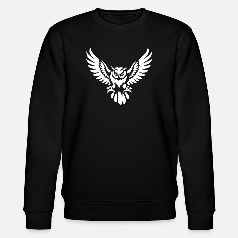Angriffslustige Eule im Flug - Stanley/Stella Unisex Bio-Sweatshirt CHANGER  - Schwarz