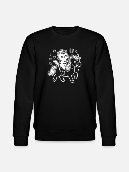 Kawaii Cat on Horse - Stanley/Stella CHANGER Unisex Organic Sweatshirt - black