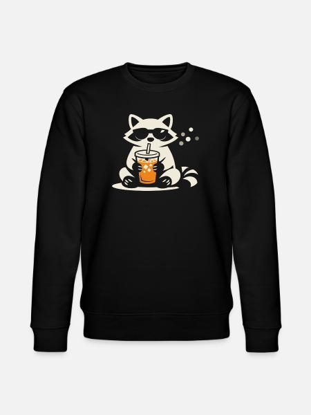 Waschbär Eiskaffee Lustig Geschenk Sommer - Stanley/Stella Unisex Bio-Sweatshirt CHANGER - Schwarz