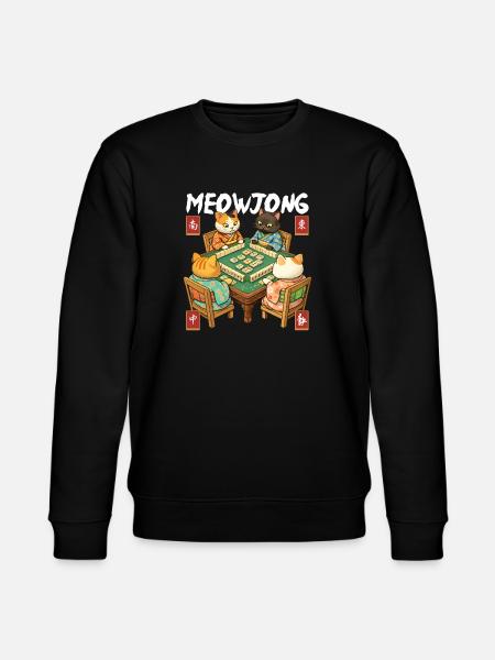 Meowjong Funny Cat Mahjong Lover - Stanley/Stella CHANGER Unisex Organic Sweatshirt - black