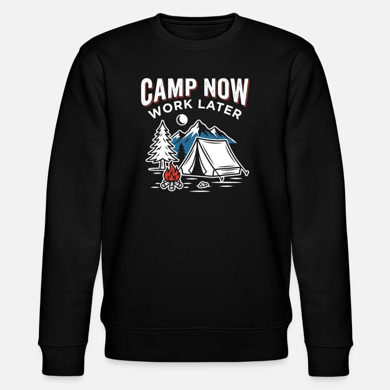 Jetzt Campen, Später Arbeiten - Stanley/Stella Unisex Bio-Sweatshirt CHANGER  - Schwarz