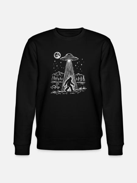 Bigfoot Alien Abduction Sasquatch UFO Spaceship - Stanley/Stella CHANGER Unisex Organic Sweatshirt - black