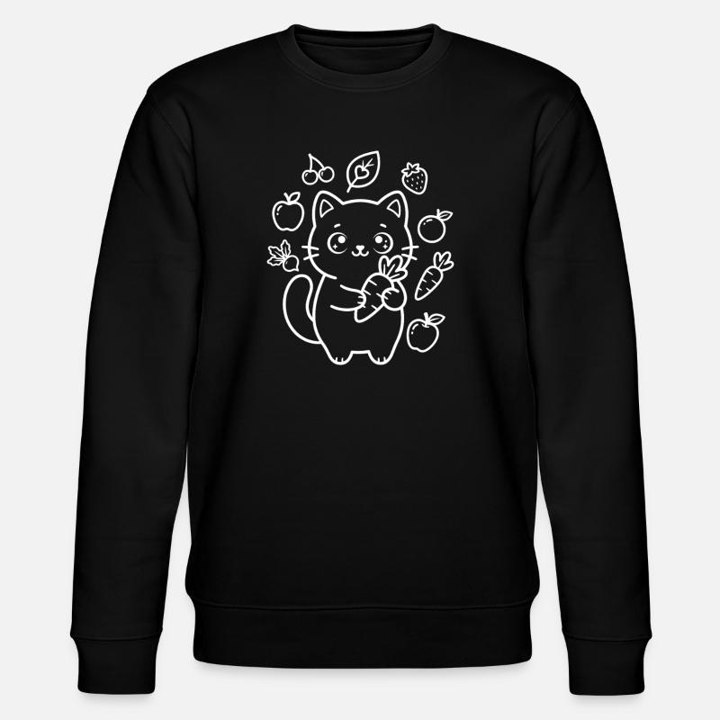 Fruit and Vegetable Kawaii Cat - Stanley/Stella CHANGER Unisex Organic Sweatshirt - black