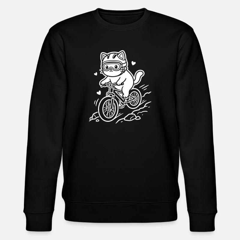 Kawaii Katze Radfahren - Stanley/Stella Unisex Bio-Sweatshirt CHANGER  - Schwarz