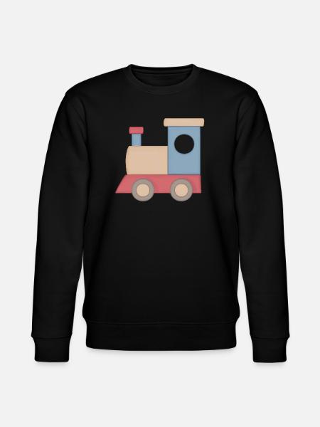 Kunterbunter Spielzug Illustration Eisenbahn - Stanley/Stella Unisex Bio-Sweatshirt CHANGER - Schwarz