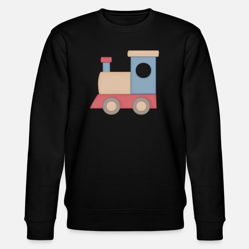 Kunterbunter Spielzug Illustration Eisenbahn - Stanley/Stella Unisex Bio-Sweatshirt CHANGER  - Schwarz
