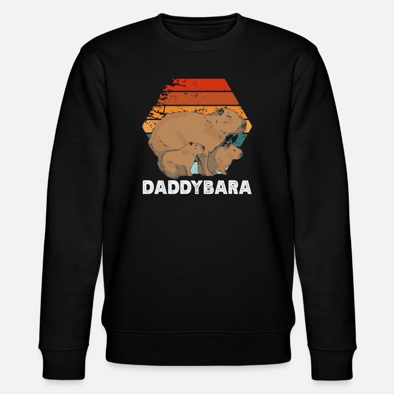Retro Daddy Bara Capybaras Cute Funny Animal - Stanley/Stella CHANGER Unisex Organic Sweatshirt - black