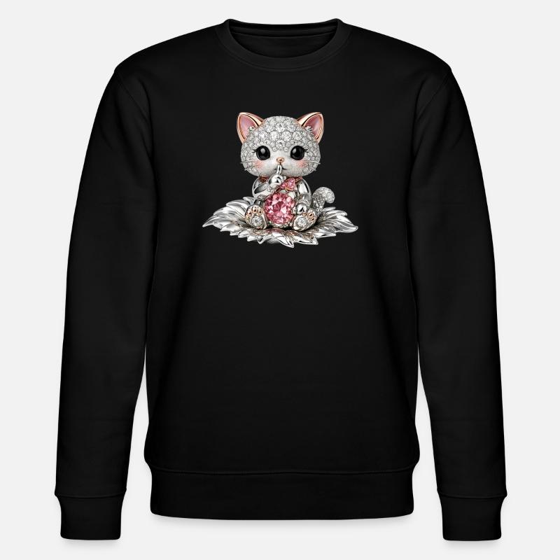 Chat Diamant avec Gemme Rose - Sweat bio CHANGER Stanley/Stella Unisexe - noir