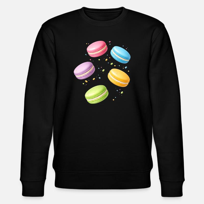 Bunte Macarons Pastell Dessert Motiv  - Stanley/Stella Unisex Bio-Sweatshirt CHANGER  - Schwarz