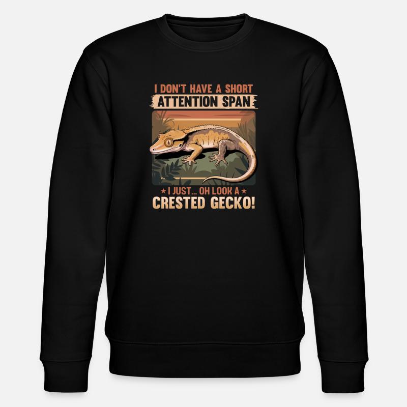 Funny Reptile Crested Gecko - Stanley/Stella Unisex Bio-Sweatshirt CHANGER  - Schwarz