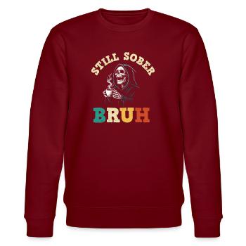 Noch nüchtern Bruh Lustige Erholung AA NA - Stanley/Stella Unisex Bio-Sweatshirt CHANGER  - Burgunderrot - Vorne - Nik (191cm) & Marisol (170cm)