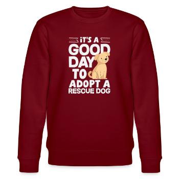 Foster Adoption Volunteering Animal Shelter Animal - Stanley/Stella CHANGER Unisex Organic Sweatshirt - burgundy - Front - Nik (191cm) & Marisol (170cm)
