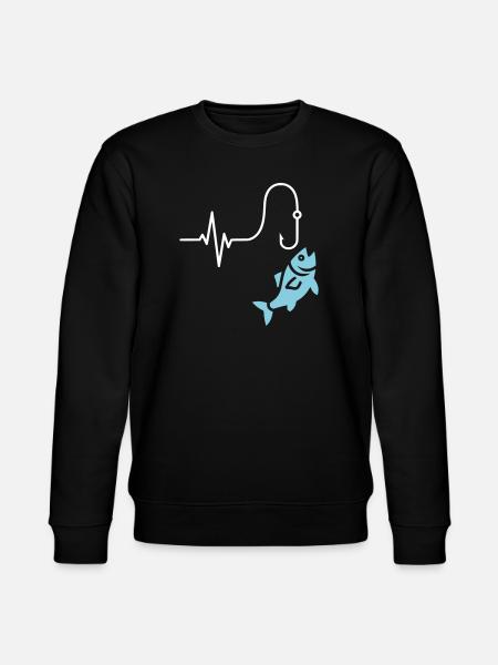 Heartbeat Fishing Fish Vector - Stanley/Stella CHANGER Unisex Organic Sweatshirt - black