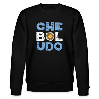 Che Boludo Argentina Vintage Typography Design - Stanley/Stella Unisex Bio-Sweatshirt CHANGER  - Schwarz - Vorne - Nik (191cm) & Marisol (170cm)