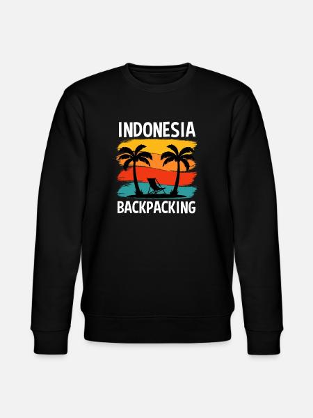 Indonesia Backpacking Retro Travel Design - Stanley/Stella CHANGER Unisex Organic Sweatshirt - black