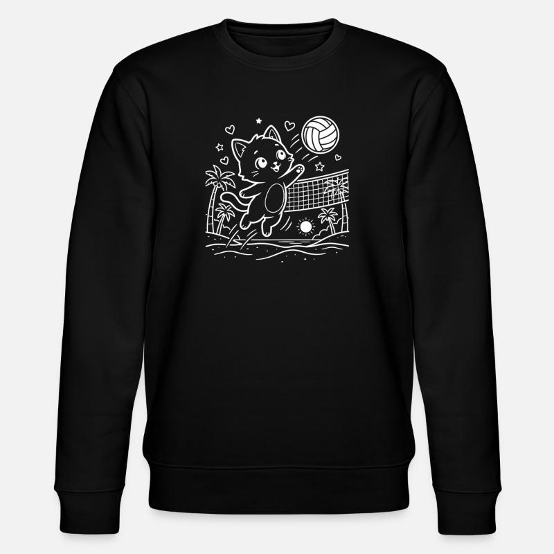 Kawaii Katze Beachvolleyball - Stanley/Stella Unisex Bio-Sweatshirt CHANGER  - Schwarz