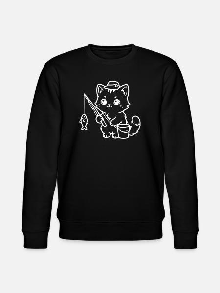 Kawaii Cat Fishing - Stanley/Stella CHANGER Unisex Organic Sweatshirt - black