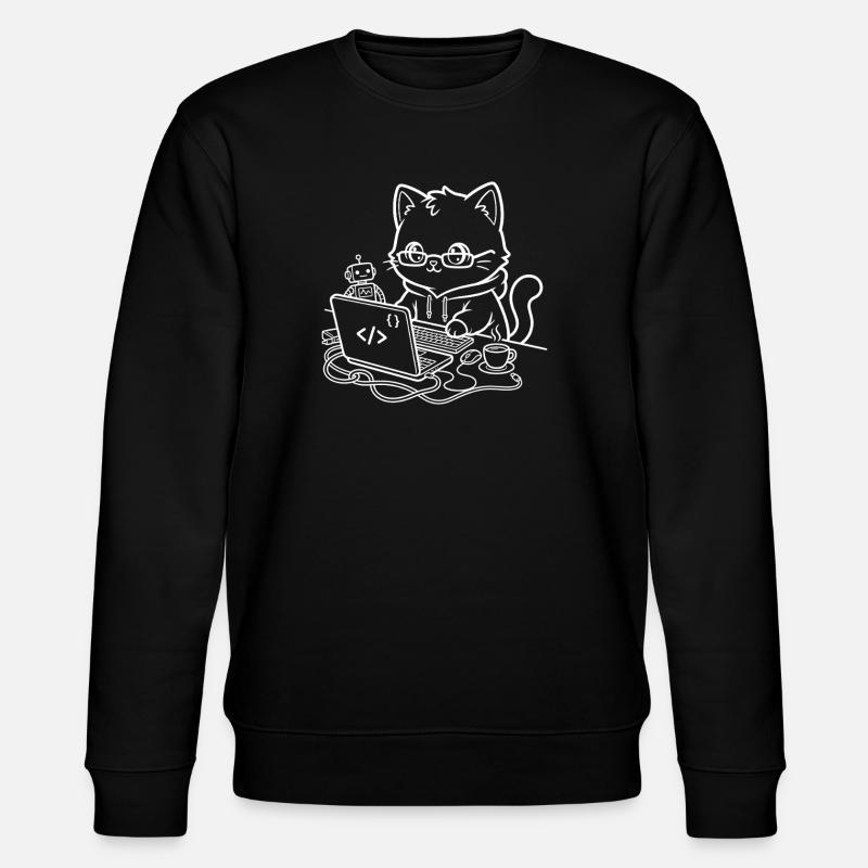 Coder Kawaii Katze Programmierer - Stanley/Stella Unisex Bio-Sweatshirt CHANGER  - Schwarz