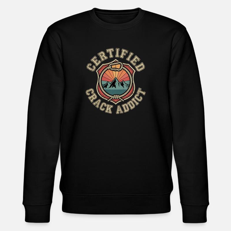 Certified Crack Addict Klettern Boulder Fan - Stanley/Stella Unisex Bio-Sweatshirt CHANGER  - Schwarz