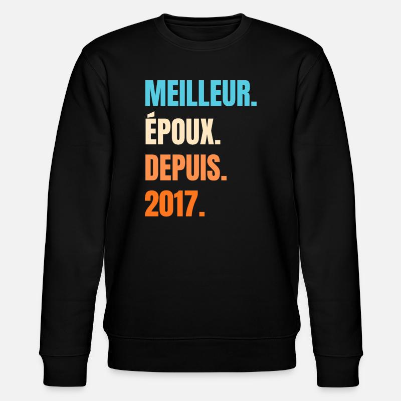 Best Husband Since 2017 Gift Husband - Stanley/Stella CHANGER Unisex Organic Sweatshirt - black