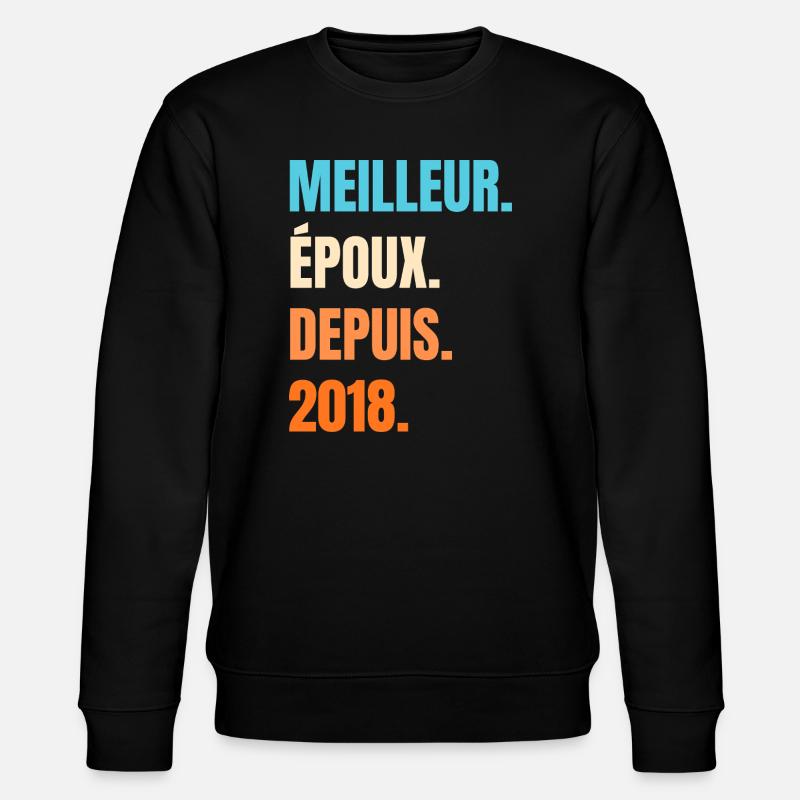 Bester Ehemann seit 2018 Geschenk-Ehemann - Stanley/Stella Unisex Bio-Sweatshirt CHANGER  - Schwarz