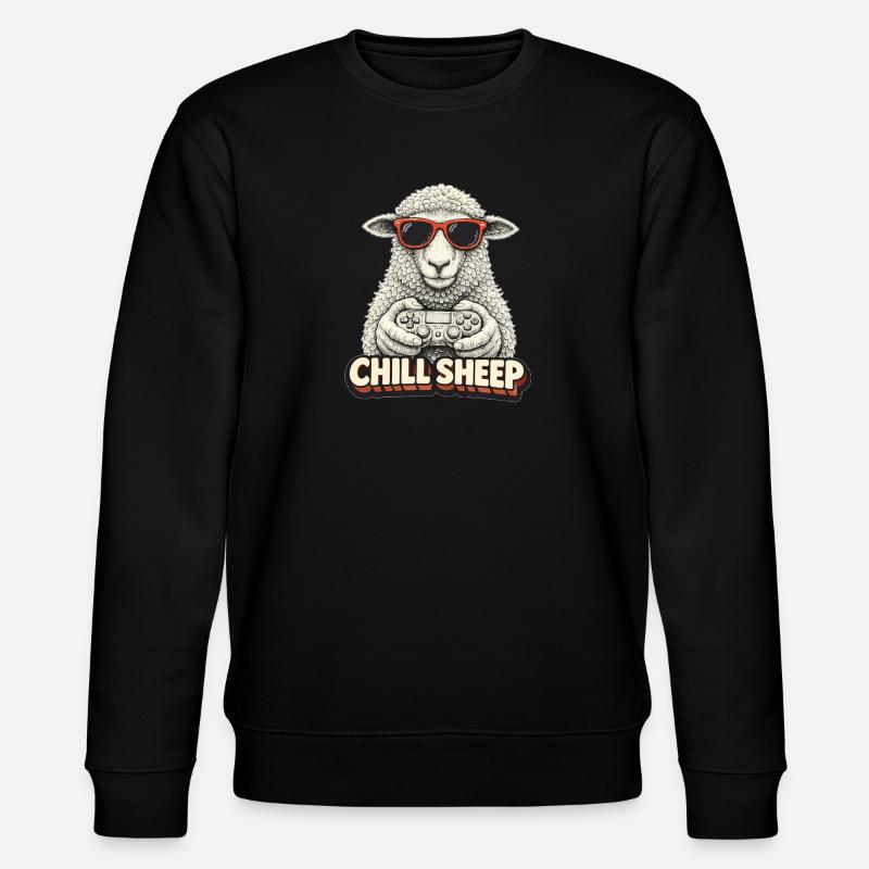 Chill Sheep with Controller - Stanley/Stella CHANGER Unisex Organic Sweatshirt - black