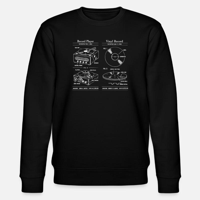 Retro-Plattenspieler-Bauplan - Stanley/Stella Unisex Bio-Sweatshirt CHANGER  - Schwarz