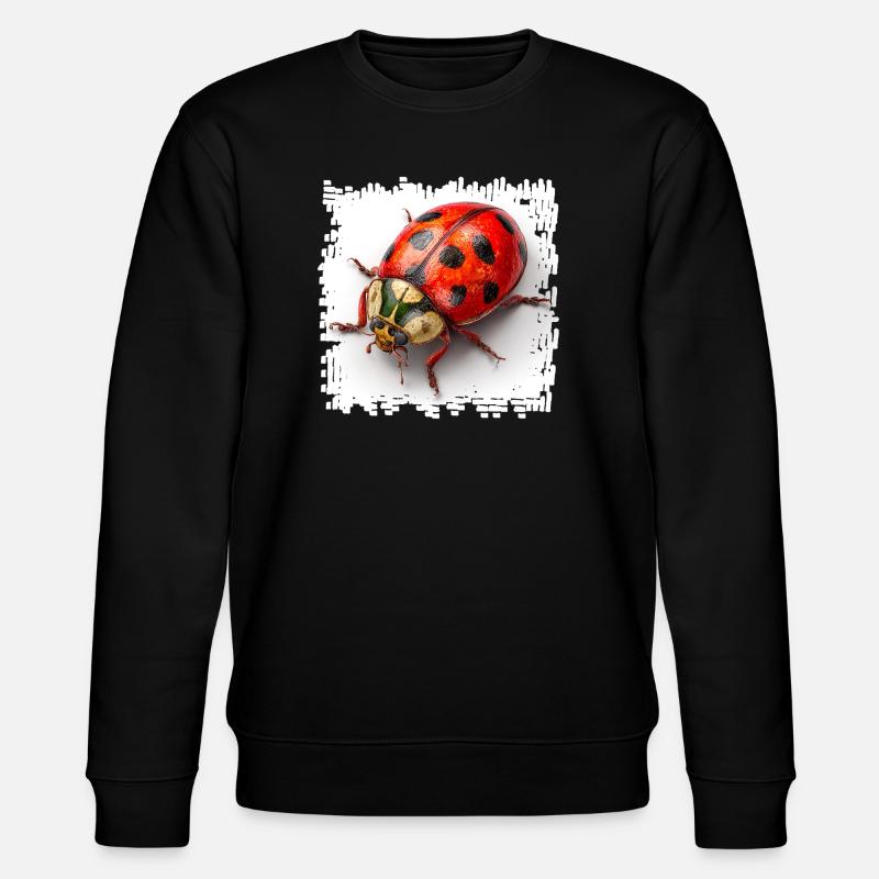 Red Ladybug Pattern Shirt - Stanley/Stella CHANGER Unisex Organic Sweatshirt - black