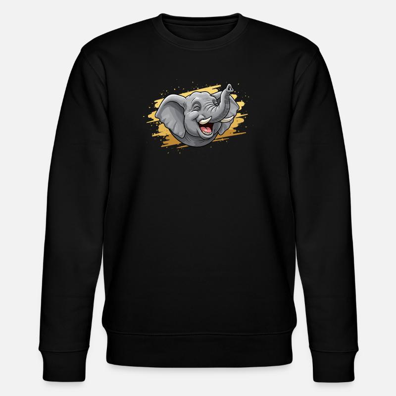 Laughing Elephant Head Comic - Stanley/Stella CHANGER Unisex Organic Sweatshirt - black