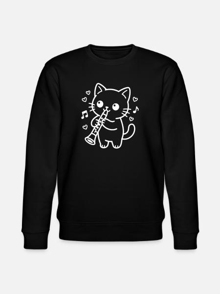 Kawaii Katze Klarinette - Stanley/Stella Unisex Bio-Sweatshirt CHANGER  - Schwarz