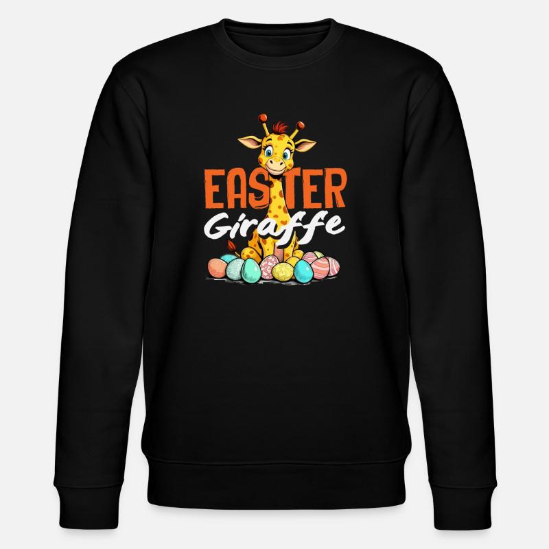 Frohe Ostern Giraffe Ostereier Süß - Stanley/Stella Unisex Bio-Sweatshirt CHANGER  - Schwarz