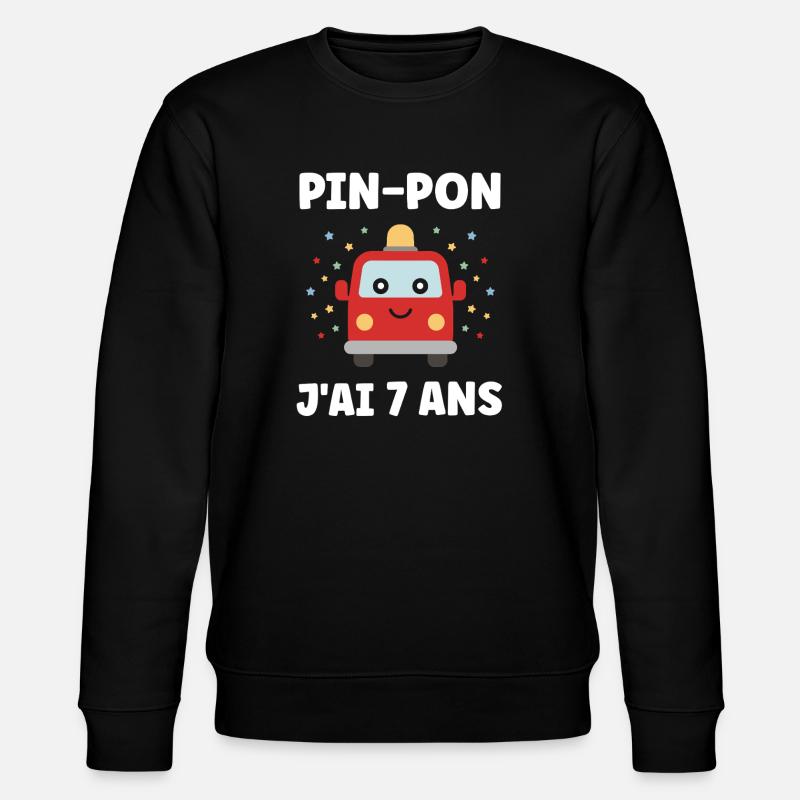 PIN-PON Voiture Joyeuse 7 Ans - Sweat bio CHANGER Stanley/Stella Unisexe - noir