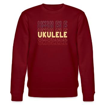 Ukulele typography - Stanley/Stella CHANGER Unisex Organic Sweatshirt - burgundy - Front - Nik (191cm) & Marisol (170cm)