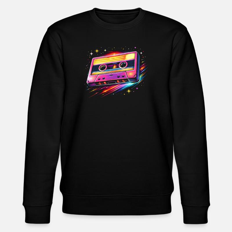 Retro Cassette Neon 80s Style - Stanley/Stella CHANGER Unisex Organic Sweatshirt - black