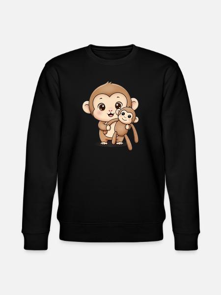 Cute Punch Monkey Holding Soft Toy - Stanley/Stella CHANGER Unisex Organic Sweatshirt - black