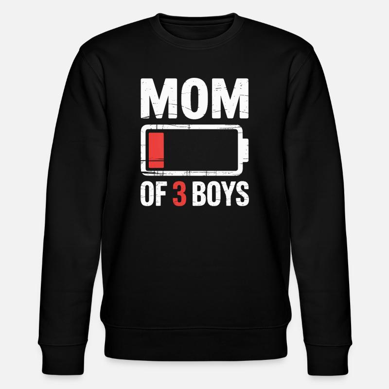 Maman de 3 garçons Batterie faible - Sweat bio CHANGER Stanley/Stella Unisexe - noir