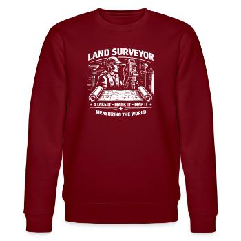 Landvermesser, markiere es, kartiere es - Stanley/Stella Unisex Bio-Sweatshirt CHANGER  - Burgunderrot - Vorne - Nik (191cm) & Marisol (170cm)