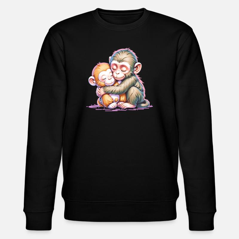 Hugging Monkey Duo - Stanley/Stella CHANGER Unisex Organic Sweatshirt - black