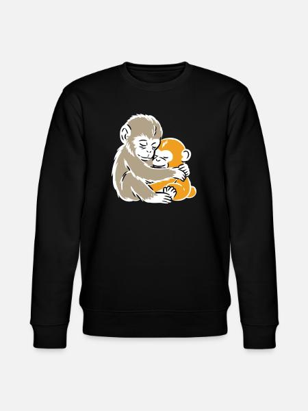 Monkey Hug Duo Illustration - Stanley/Stella CHANGER Unisex Organic Sweatshirt - black