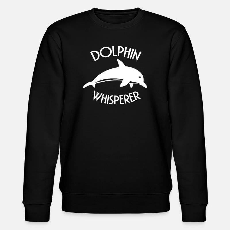 Dolphin Whisperer Ocean Lover Graphic - Stanley/Stella CHANGER Unisex Organic Sweatshirt - black