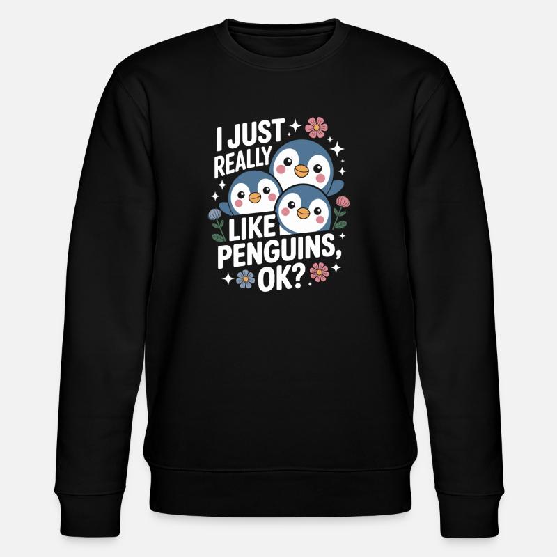 Pinguin Trio Spruchbild - Stanley/Stella Unisex Bio-Sweatshirt CHANGER  - Schwarz