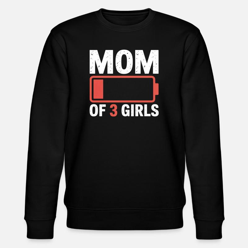 Mama von 3 Mädchen Batterie-Logo - Stanley/Stella Unisex Bio-Sweatshirt CHANGER  - Schwarz