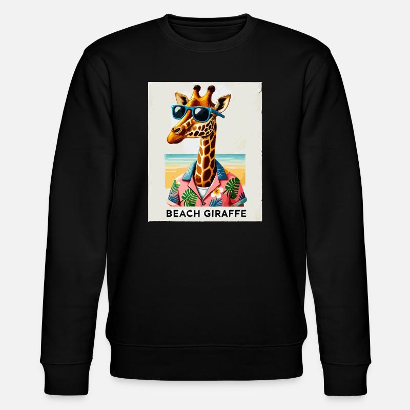 Beach Giraffe with Sunglasses - Stanley/Stella CHANGER Unisex Organic Sweatshirt - black