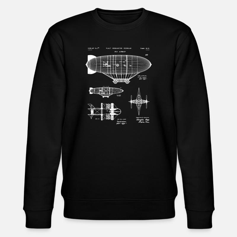 Zeppelin-Bauplan-Skizze - Stanley/Stella Unisex Bio-Sweatshirt CHANGER  - Schwarz