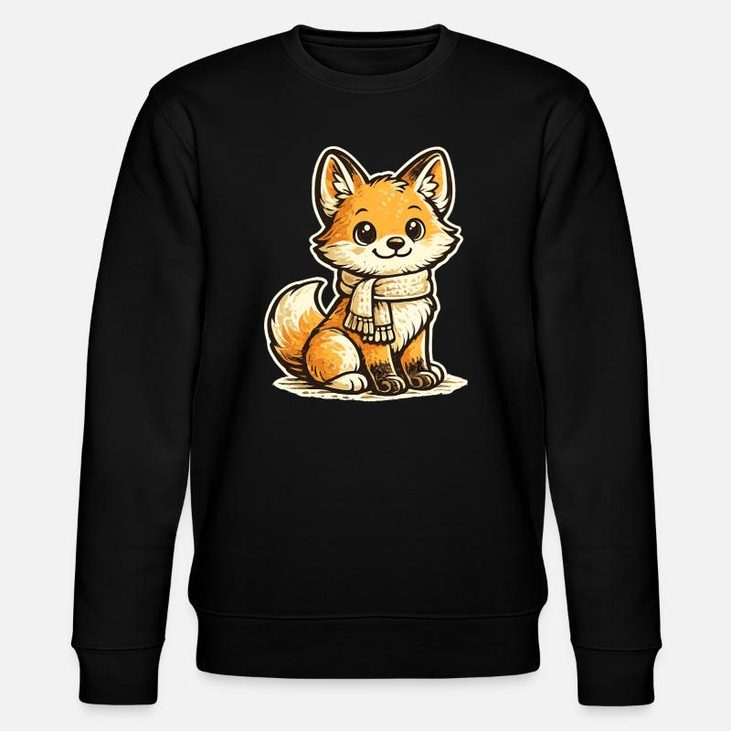 Kuschelfuchs mit Schal Cartoon - Stanley/Stella Unisex Bio-Sweatshirt CHANGER - Schwarz