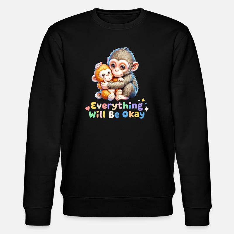 Alles wird gut, Affen-Duo - Stanley/Stella Unisex Bio-Sweatshirt CHANGER  - Schwarz